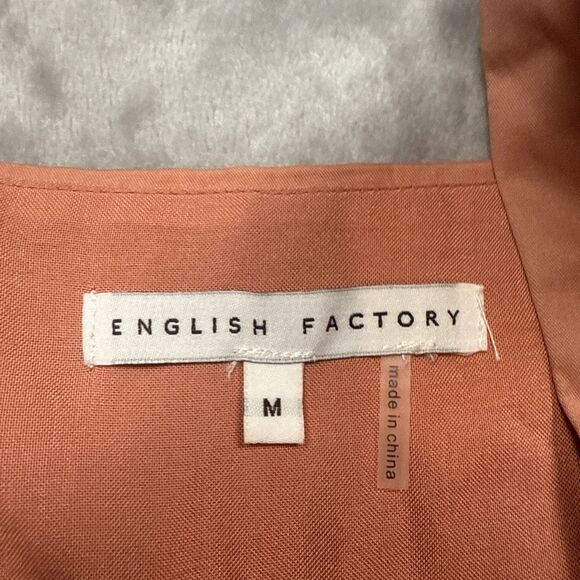 English Factory Women’s M Terracotta Pink Ruffle Sleeveless Jumpsuit Pockets - Picture 4 of 7